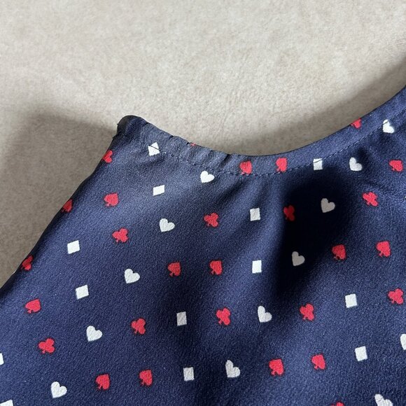 Joie Aruna Playing Cards Navy Silk Printed Tank Blouse ASO Elena Gilbert - Picture 7 of 10